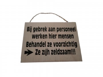 Gebrek aan personeel 20x15cm naturel  plotter